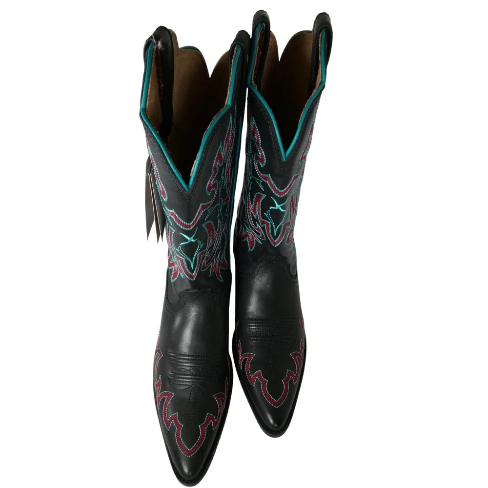 Twisted X‎ WWT0039 Womenʼs Western Boots Black Multi Leather Snip Toe Size 9B